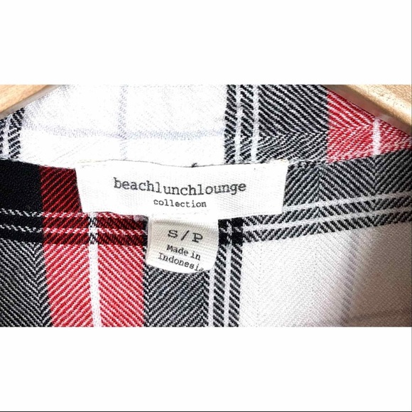 Beach Lunch Lounge Top Shirt Flannel Red Small - Picture 4 of 7